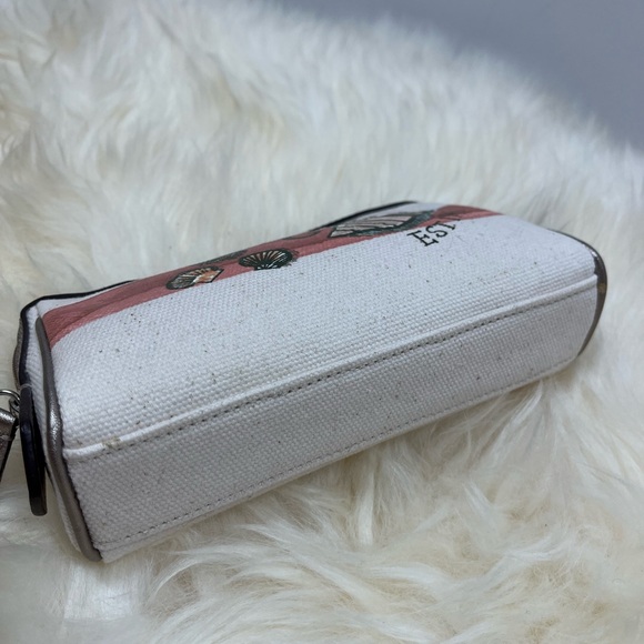 Coach Beach Canvass Cosmetic Bag Beach Shell Retired  Metallic Bronze Trim - Picture 4 of 10